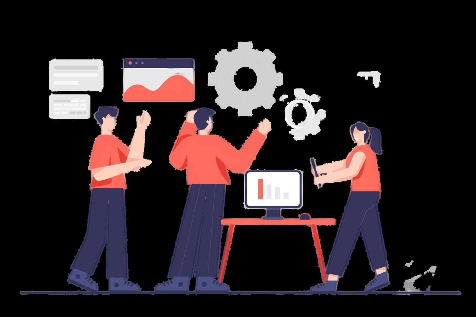 Team reviewing charts and systems — collaboration and operational clarity